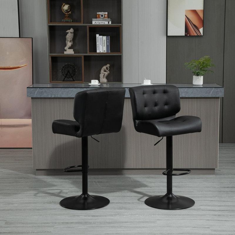 Döşemeli ve Ayak Destekli Ayarlanabilir Metal Bar Sandalyesi 2li Set - 148356