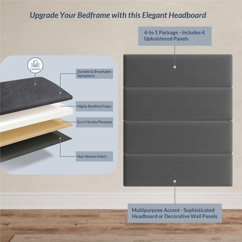 Duvara Monte 4 Parçalı Polyester Kumaş Panel Yatak Başlığı - 144720