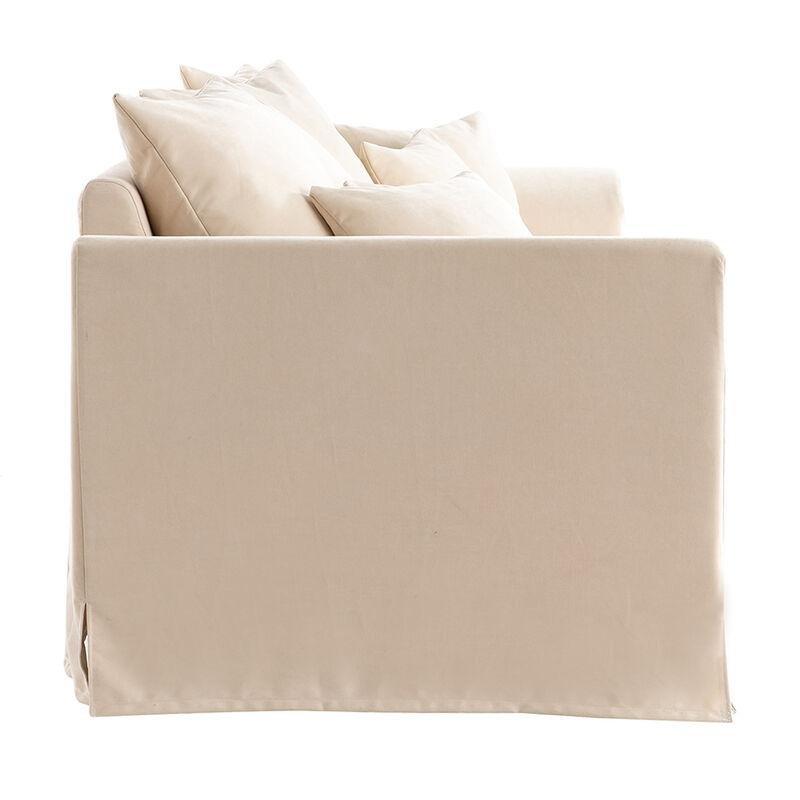 Ekru Polyester Kumaş Kılıfı Çıkarılabilir Yataklı Üçlü Koltuk - 215 cm - 152602