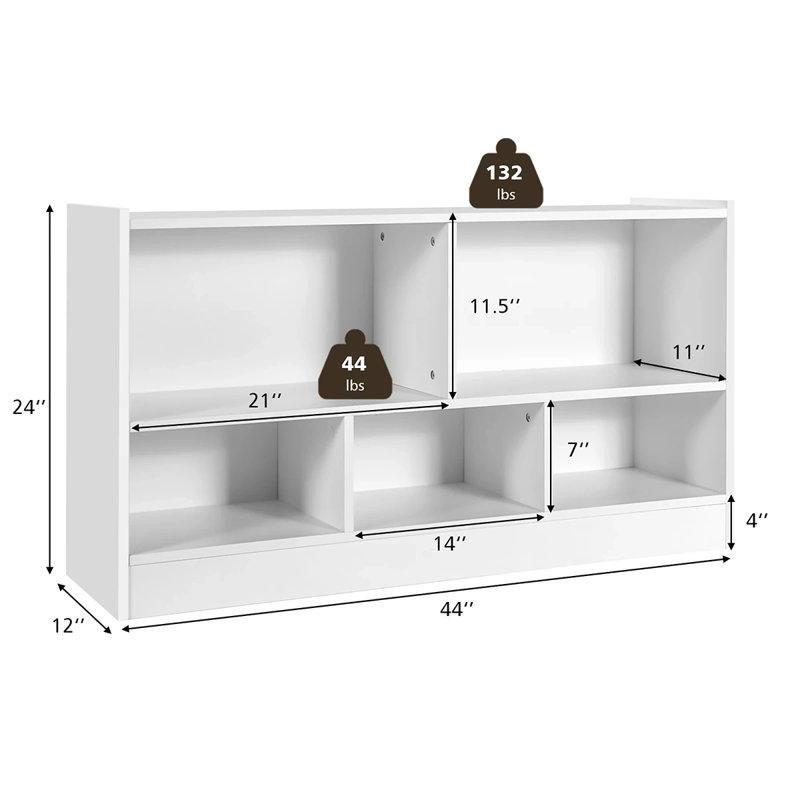 Endüstriyel Ahşap 5 Bölmeli Raflı Montessori Oyuncak Dolabı - 112x61 cm - 149985