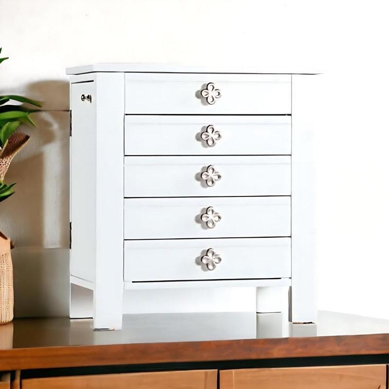 Endüstriyel Ahşap Çekmeceli Aynalı Ayaklı Takı Dolabı - 32x15x34 cm - 145194