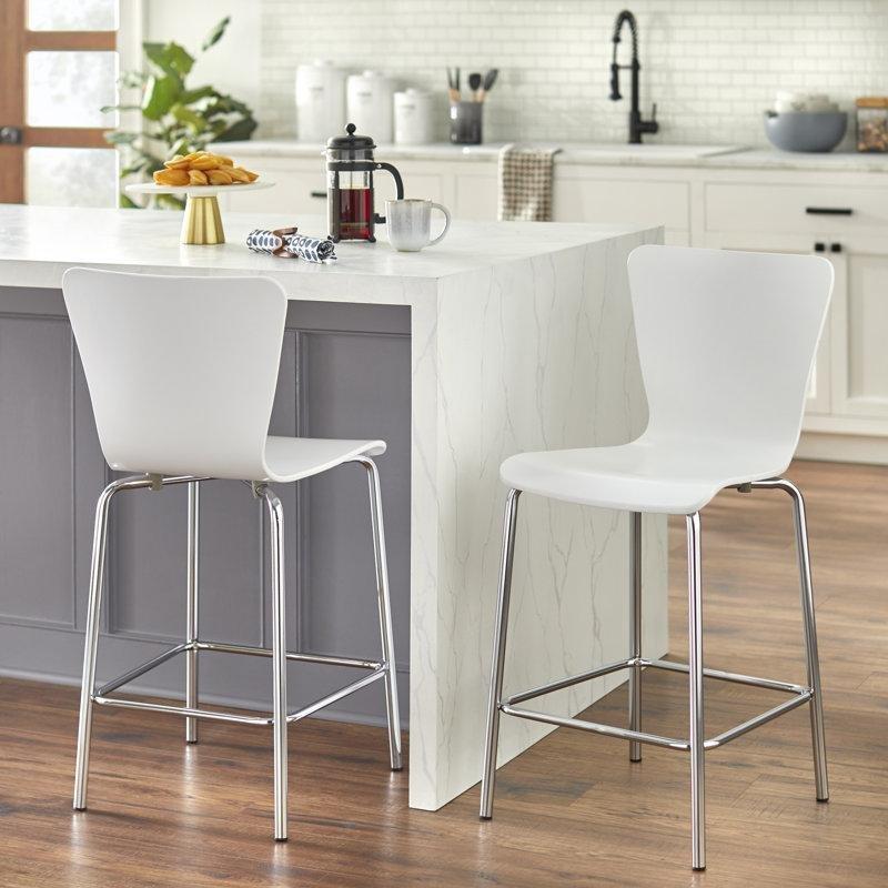 Endüstriyel Ahşap Oturaklı Bükülmüş Sırtlı Plastik Bar Sandalyesi İkili Set - 61 cm - 148365
