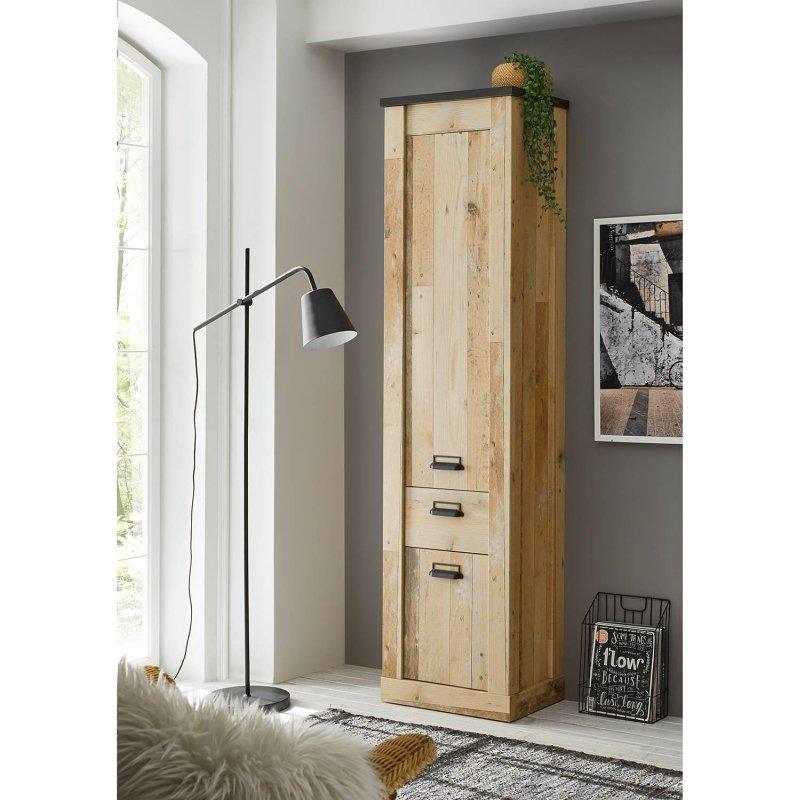 Eskitme Ahşap ve Antrasit Suntalam Oturaklı 3 Parçalı Portmanto Vestiyer - 164 cm - 158995