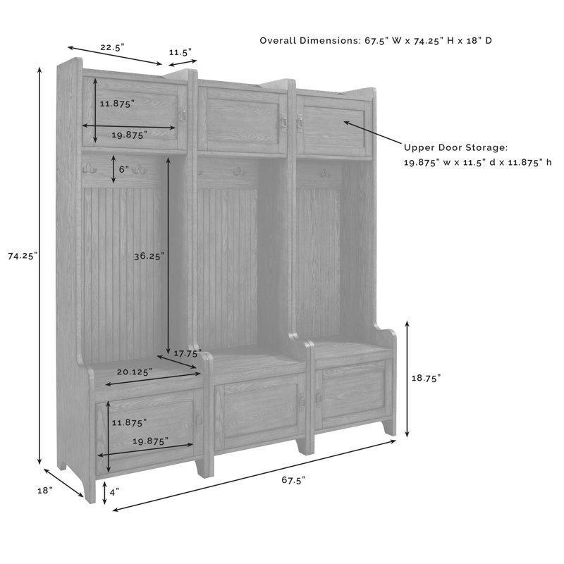 Eskitme Beyaz Masif ve MDF 6 Dolaplı 3 Oturaklı Ayakkabılıklı Portmanto Vestiyer - 169 cm - 159463