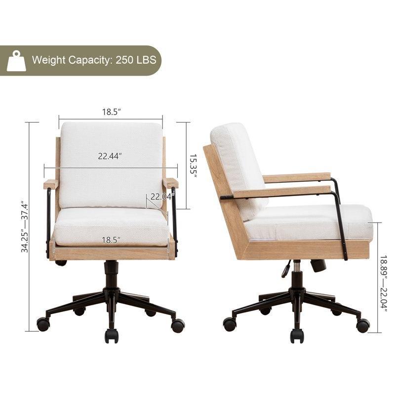 Eskitme Boyalı Masif Meşe Tekerlekli Döner Sandalye - 145821