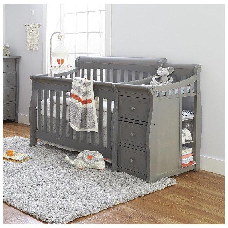 Eskitme Gri Masif Ahşap Alt Değiştirme Üniteli Büyüyen Beşik - 183x89 cm - 162061