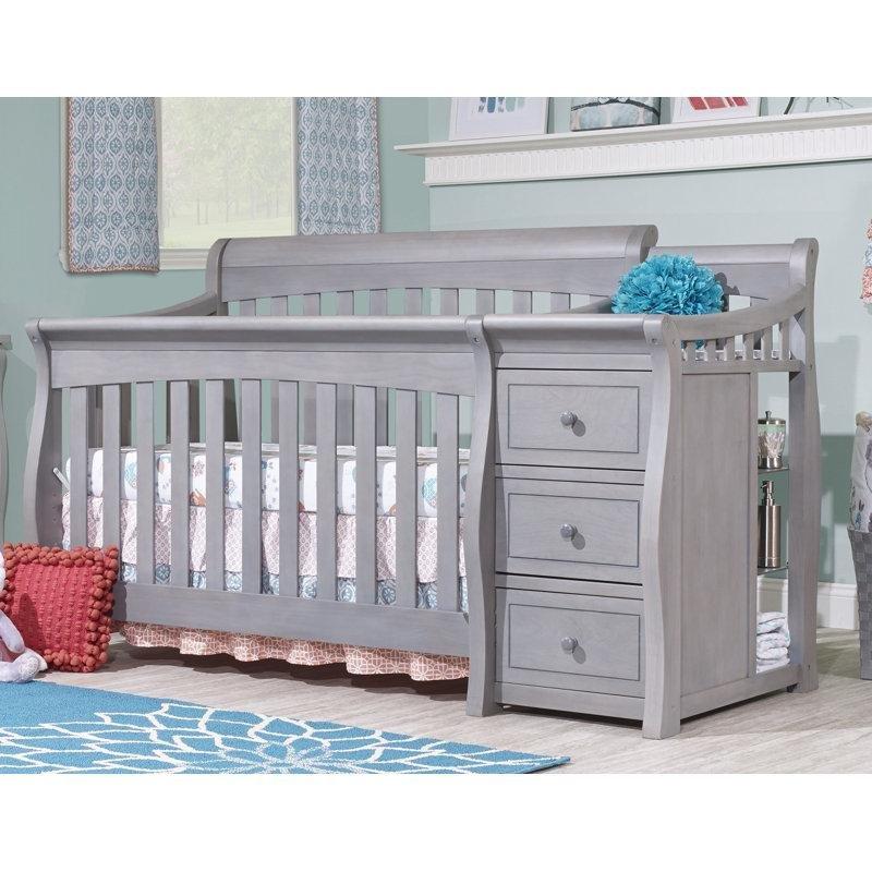 Eskitme Gri Masif Ahşap Alt Değiştirme Üniteli Büyüyen Beşik - 183x89 cm - 162061
