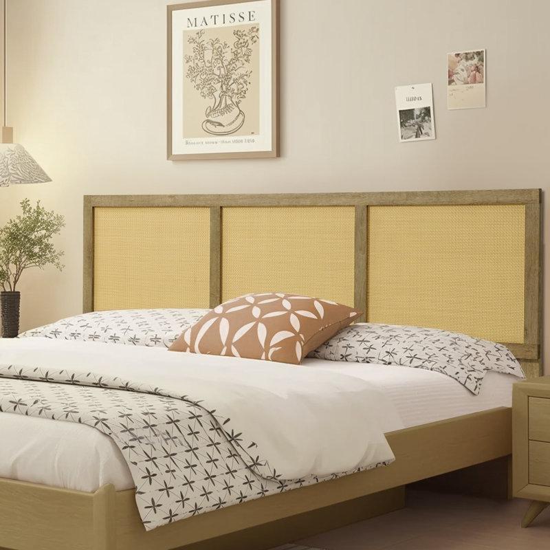 Eskitme Kahverengi Masif Ahşap Yalı Baskı Desenli Yatak Başlığı - 156 cm - 144789