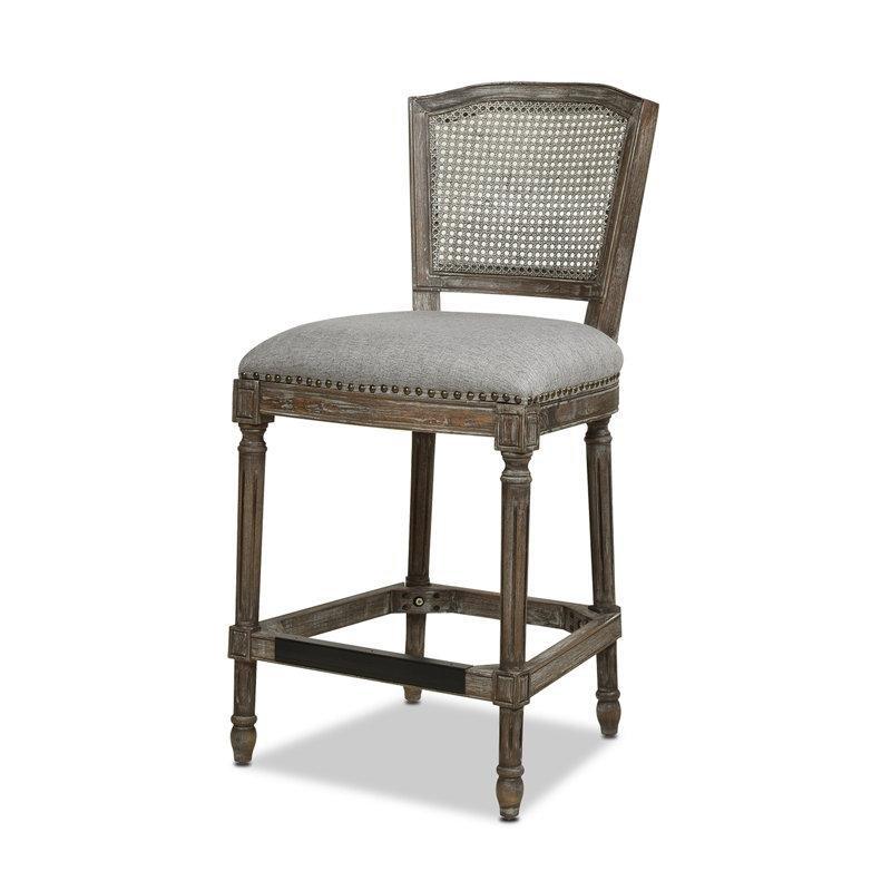 Eskitme Kahverengi Masif Meşe Zımba Detaylı Hasır Bar Sandalyesi - 68 cm - 148269