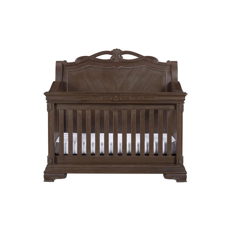 Eskitme Kırık Beyaz Masif Maun Ahşap 4ü 1 Arada Dönüşebilen Büyüyen Beşik - 141x152x98 cm - 162166