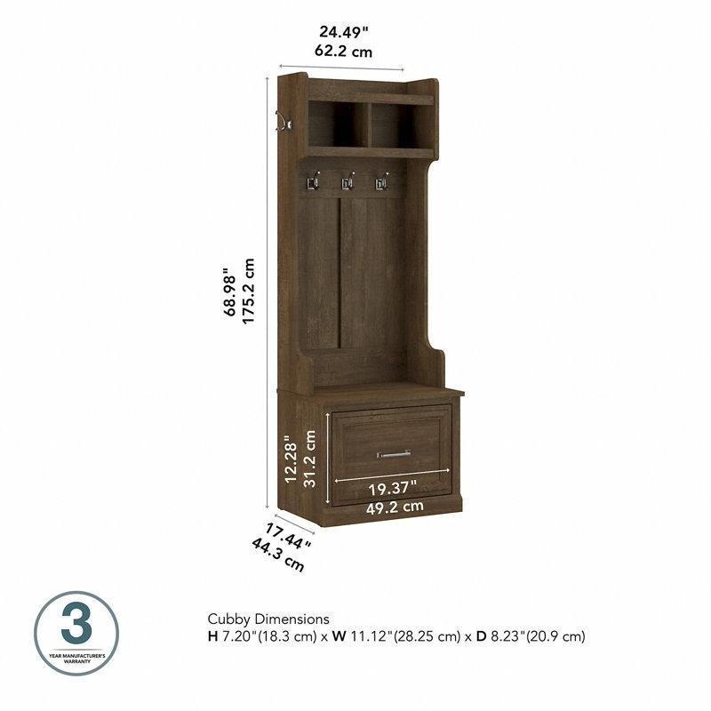 Eskitme MDF Oturaklı ve Çekmeceli Portmanto Vestiyer - 63 cm - 159523