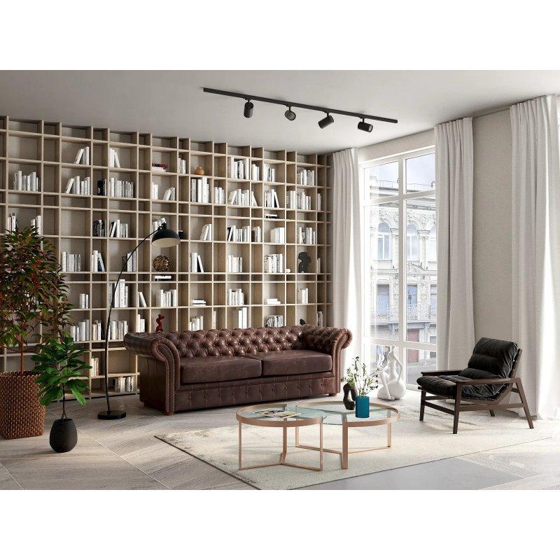 Eskitme Sığır Derisi Kapitoneli Zımbalı Chesterfield Üçlü Koltuk - 232 cm - 155212