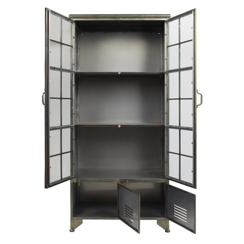 Eskitme Siyah Metal 2 Raflı 4 Cam Kapaklı Vitrin - Gümüşlük - 156853