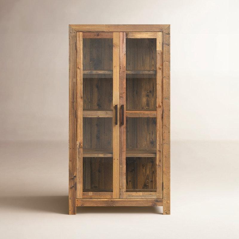 Eskitme Tasarımlı Geri Kazanılmış Masif Çam Ağacı 2 Kapaklı Vitrin - Gümüşlük - 100x44 cm - 157027