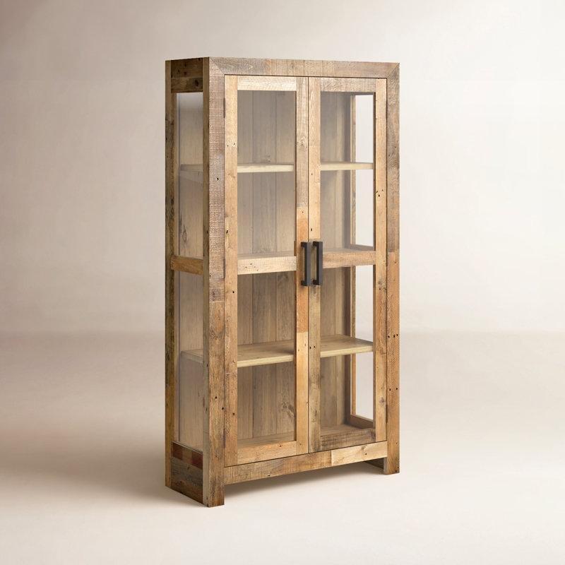 Eskitme Tasarımlı Geri Kazanılmış Masif Çam Ağacı 2 Kapaklı Vitrin - Gümüşlük - 100x44 cm - 157027
