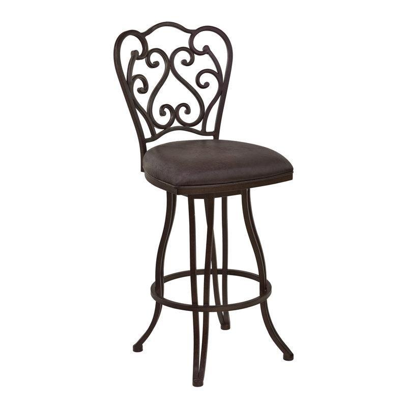 Espresso Kumaş Döşemeli Döner Ayak Destekli Ferforje Bar Sandalyesi - 66 cm - 148755