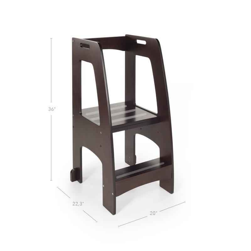 Espresso Masif ve Endüstriyel Ahşap Kaymaz 2 Basamaklı Öğrenme Kulesi - 92 cm - 163084
