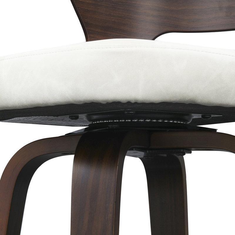 Espresso Suni Deri Ahşap Döner Sırtlıklı Retro Bar Sandalyesi - 67 cm - 148503