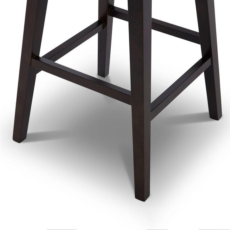 Espresso Suni Deri Zımba Detaylı Döner Ahşap Bar Sandalyesi 2li Set - 77 cm - 147882