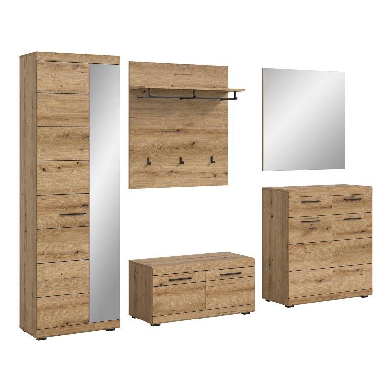 Evoke Dekor Sunta 5 Parçalı Aynalı Oturaklı Portmanto Vestiyer Seti - 272 cm - 158830