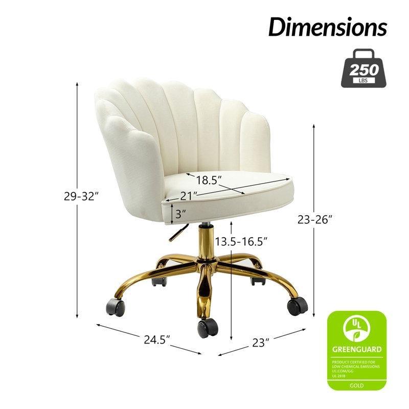 Fildişi Kadife Kapitoneli Döner Tekerlekli Yüksekliği Ayarlanabilir Makyaj Sandalyesi - 146235