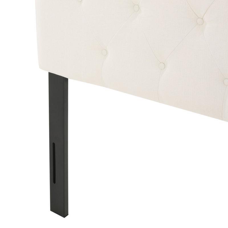 Fildişi Keten Karışımı Kapitoneli Ayarlanabilir Yatak Başlığı - 159 cm - 144549