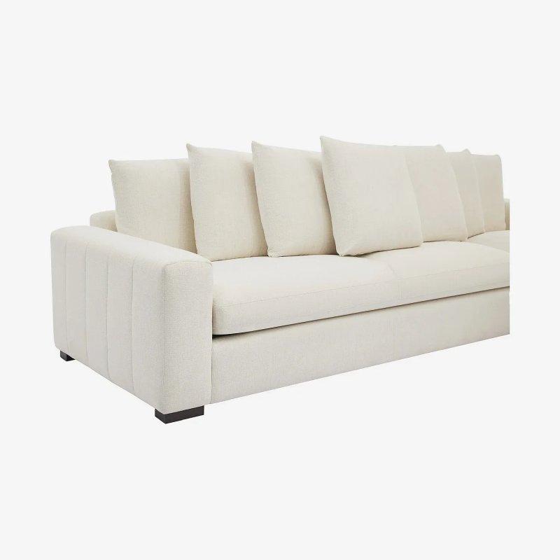 Fildişi Kumaş Kuş Tüyü Dolgulu Sağ Köşe Koltuk - 314x168 cm - 154646