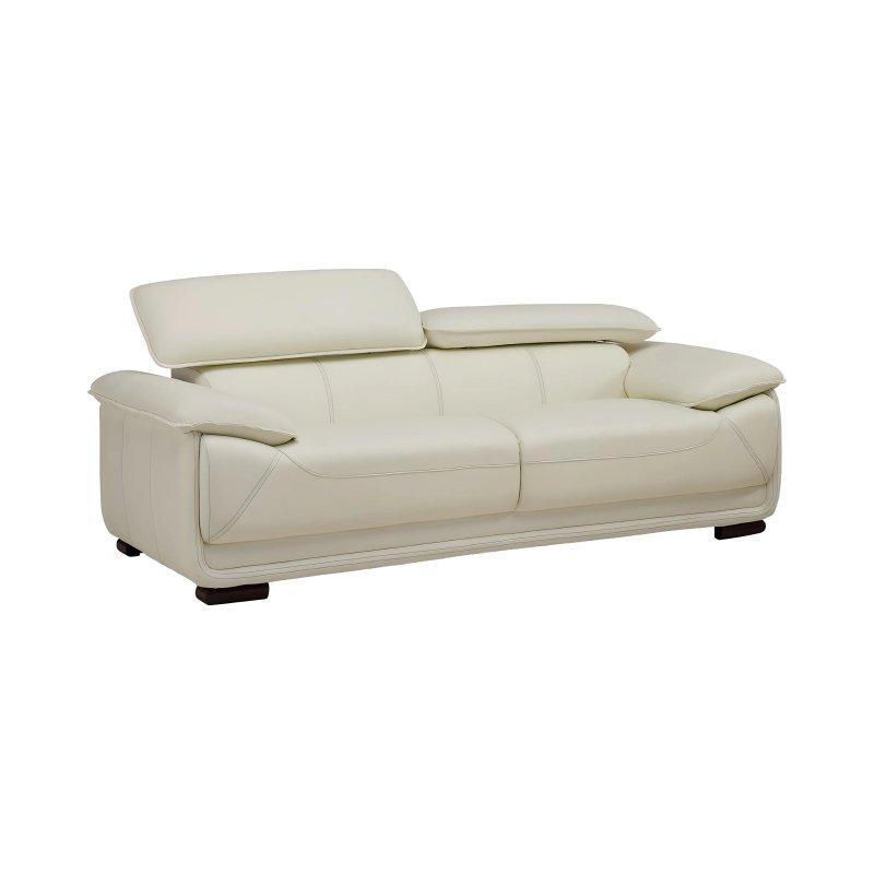 Fildişi Rengi Deri Ayarlanabilir Başlıklı 3 Kişilik Koltuk - 204 cm - 155335