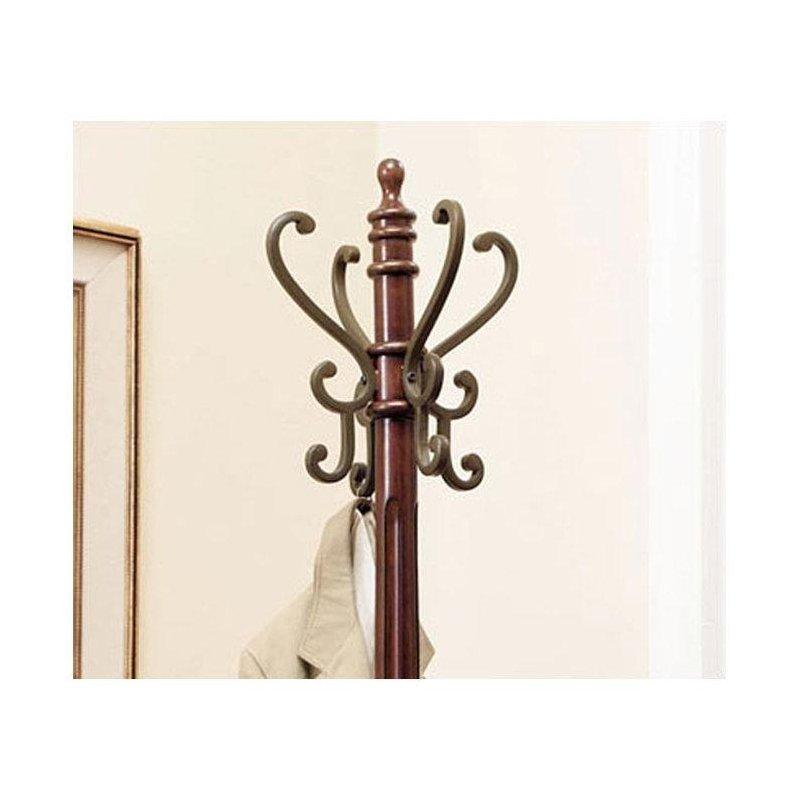 Fındık Kahverengi Masif Ahşap Dört Metal Kancalı Ayaklı Portmanto Askılık - 183x48 cm - 161290