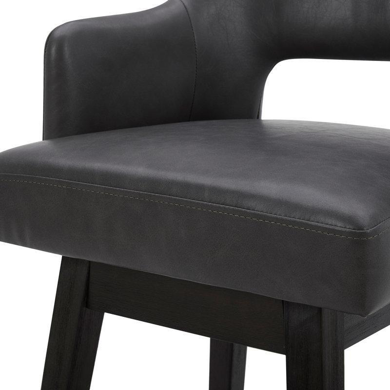 Fırçalanmış Espresso Masif Ahşap Döner Kolçaklı Retro Bar Sandalyesi 2li Set - 67 cm - 148548