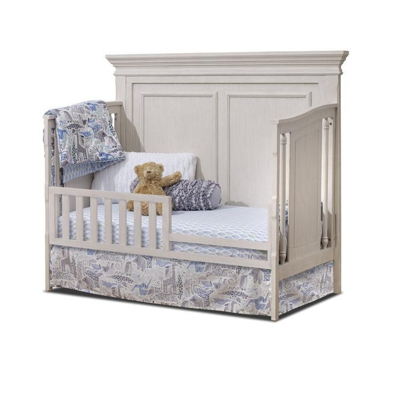 Fırçalanmış Fildişi Masif Ahşap 4ü 1 Arada Büyüyen Beşik - 150x82 cm - 162064