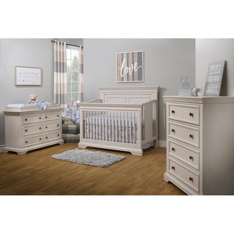 Fırçalanmış Fildişi Masif Ahşap 4ü 1 Arada Büyüyen Beşik - 150x82 cm - 162064