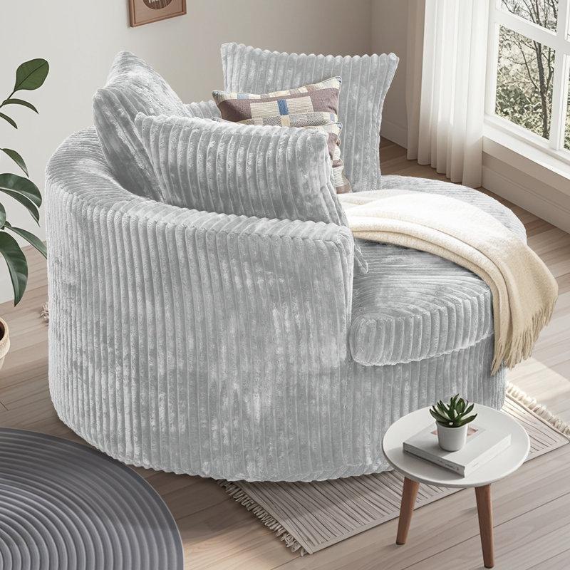 Fitilli Kadife Geniş Yuvarlak Yatak Olabilen Koltuk - 150 cm - 156430