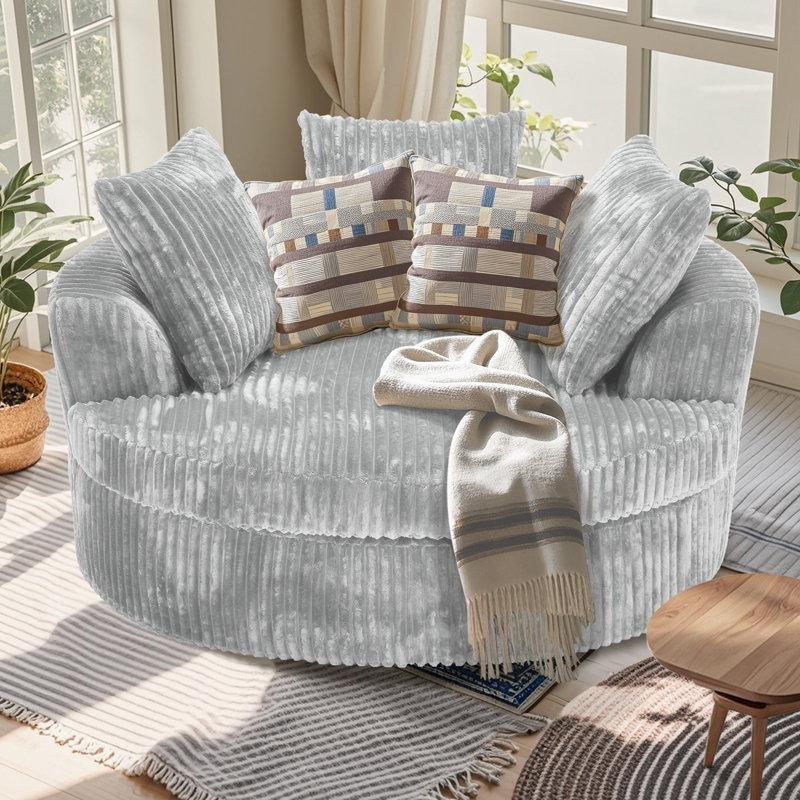 Fitilli Kadife Geniş Yuvarlak Yatak Olabilen Koltuk - 150 cm - 156430