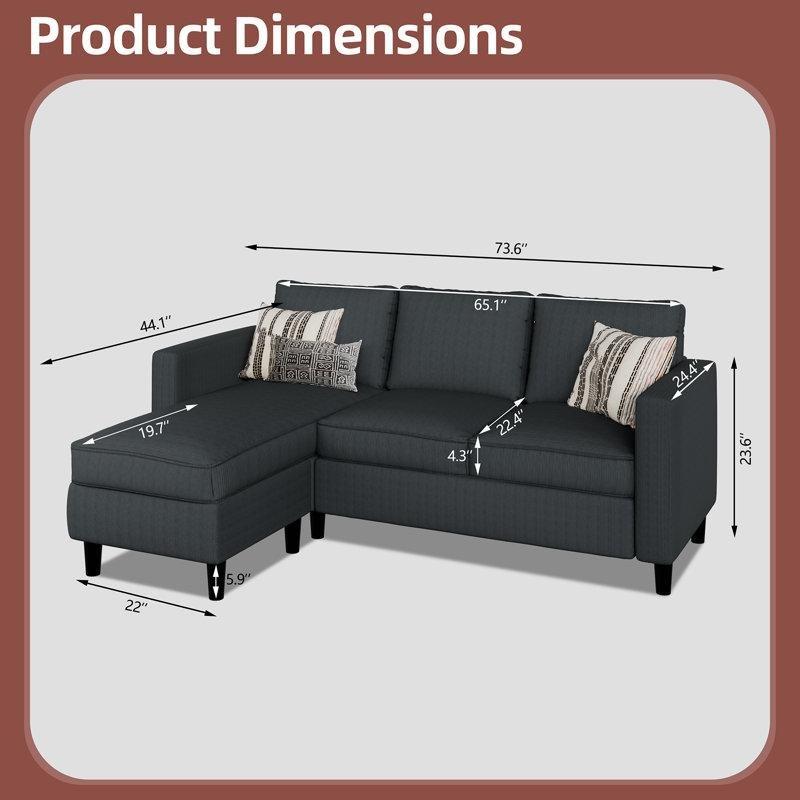 Fitilli Kadife Kumaş Masif Ahşap Puflu 3 Kişilik Köşe Koltuk - 187 cm - 151741