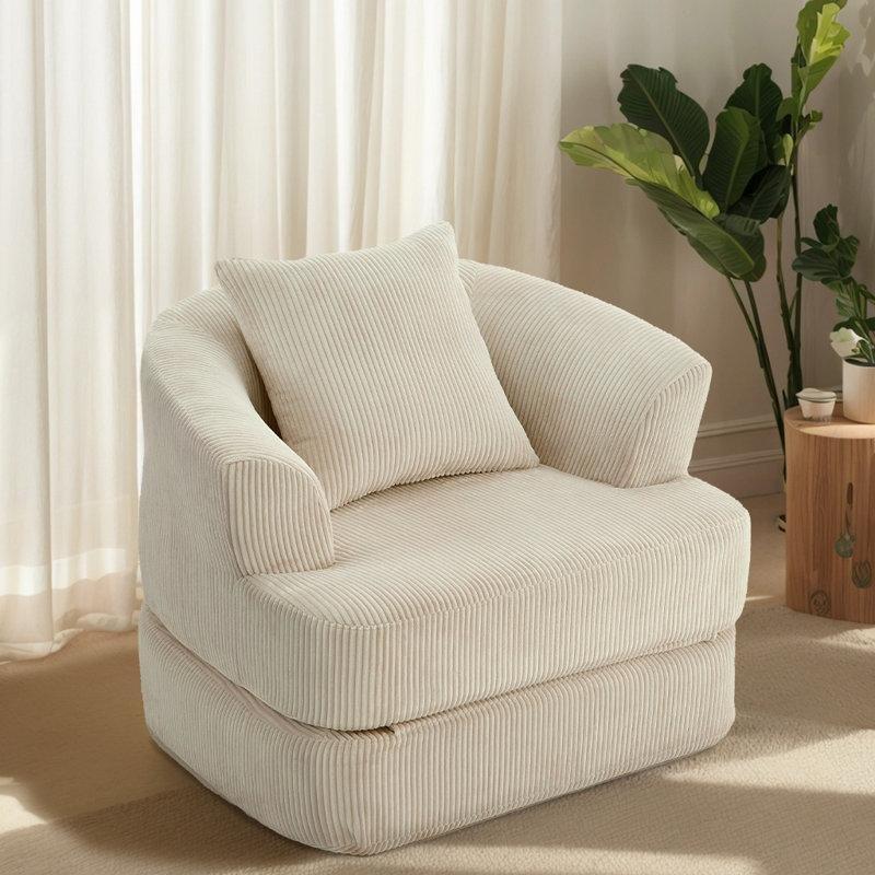 Fitilli Kadife Yatağa Dönüşen Geniş Berjer Koltuk - 104 cm - 156331