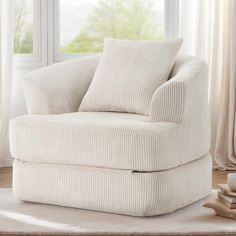 Fitilli Kadife Yatağa Dönüşen Geniş Berjer Koltuk - 104 cm - 156331