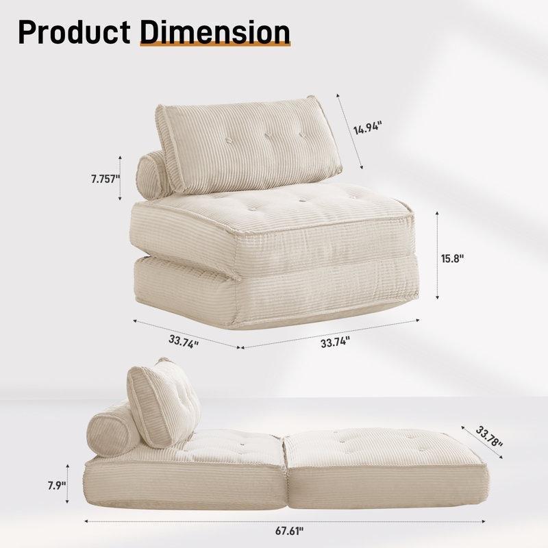 Fitilli Kadife Yatak Olabilen Puf Koltuk - 86x86 cm - 157564