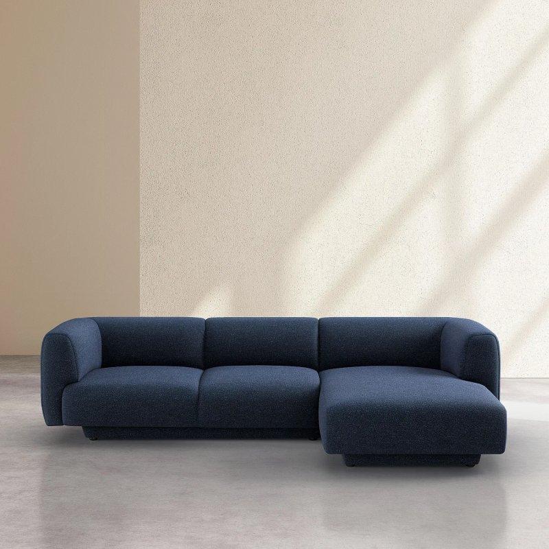 Gece Mavisi Dokulu Kumaş Sağ Köşe Koltuk - 312 cm - 154911