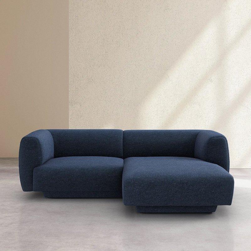 Gece Mavisi Dokulu Kumaş Sağ Uzanmalı Köşe Koltuk - 228x158 cm - 154764