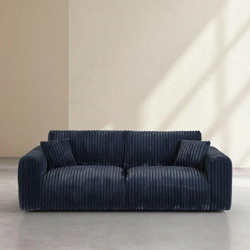 Gece Mavisi Fitilli Kumaş 4 Kişilik Koltuk - 252 cm - 154580