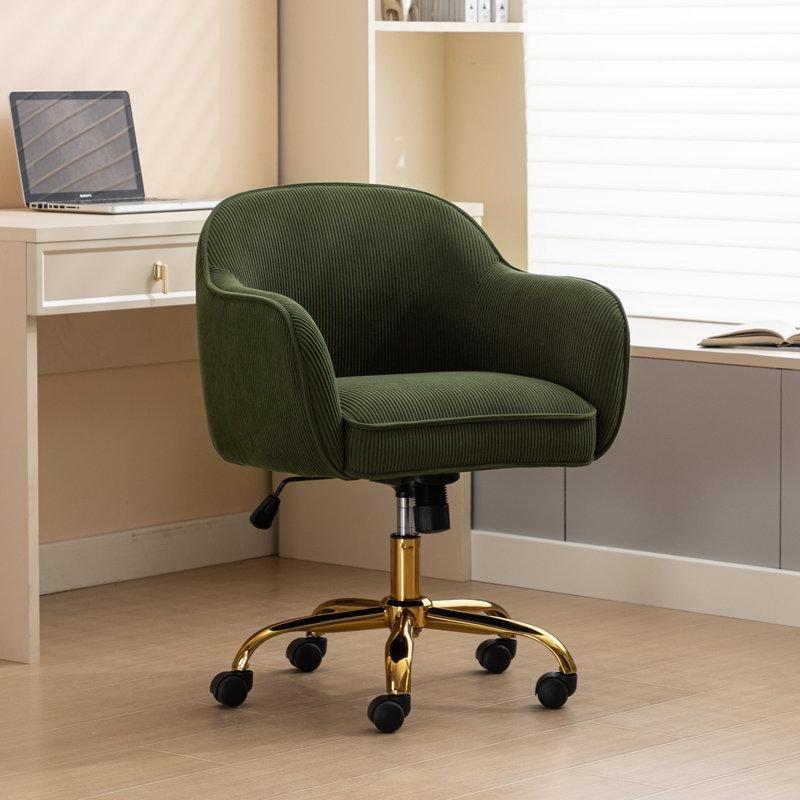 Gold Ayaklı Kadife Yüksekliği Ayarlanabilir Bel Destekli Döner Sandalye - 145842