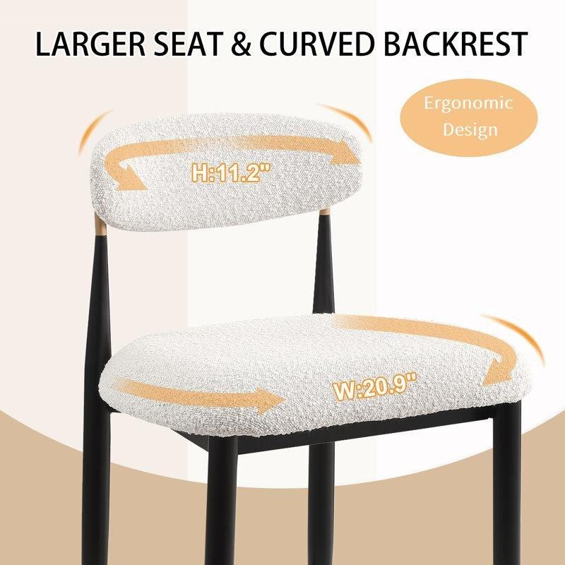 Gold Detaylı Bukle Kumaş Döşemeli Metal Ayaklı Sandalye 2li Set - 146784