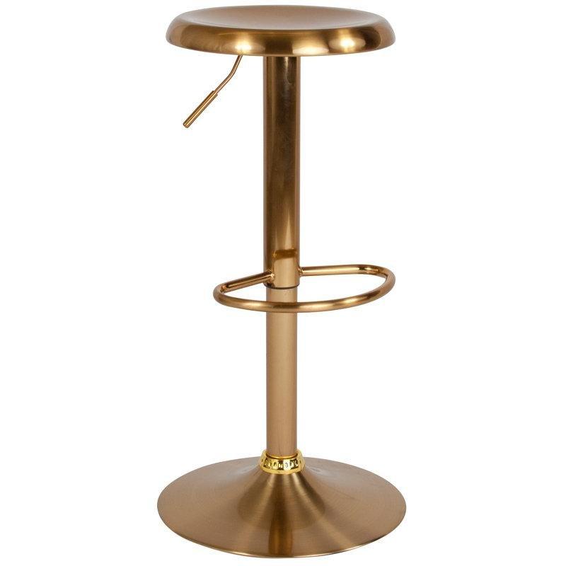 Gold Metal Amortisörlü Döner Arkalıksız Retro Bar Sandalyesi - 148524