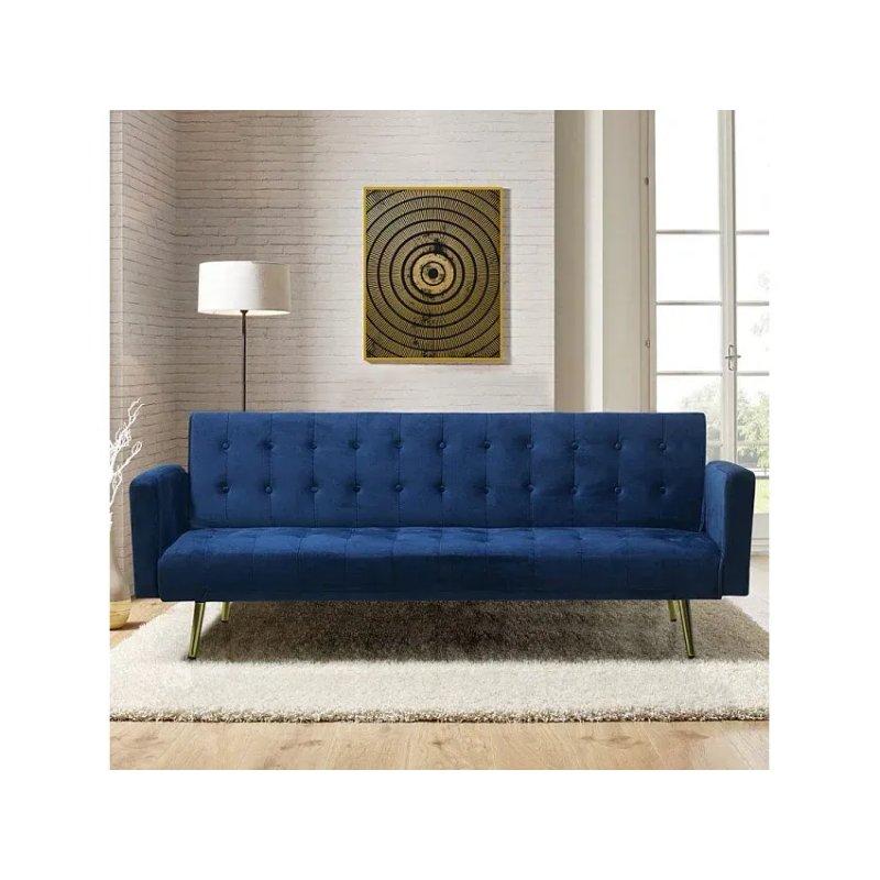 Gold Metal Ayaklı Kadife 3 Kişilik Yataklı Koltuk - 193 cm - 155506
