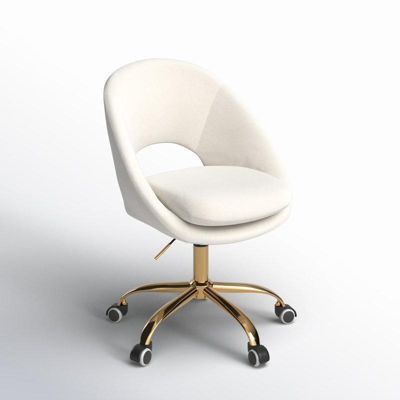 Gold Metal Ayaklı Kadife Döner Tekerlekli Makyaj Sandalyesi - 146187