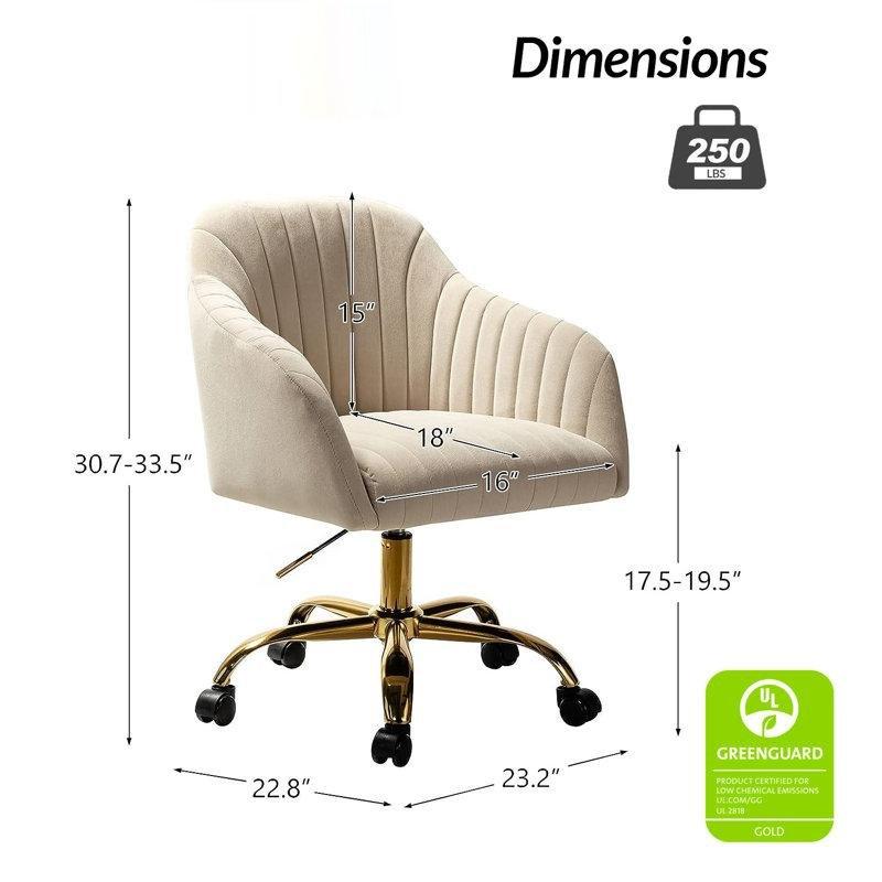 Gold Metal Ayaklı Kanallı Döşemeli Kadife Döner Çalışma Sandalyesi - 146970