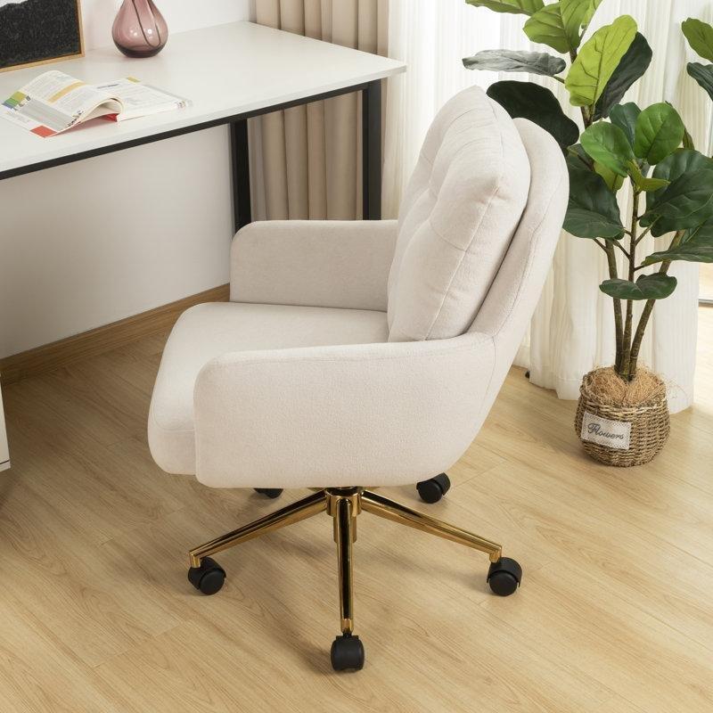 Gold Metal Ayaklı Polyester Kapitoneli Döner Çalışma Sandalyesi - 147000