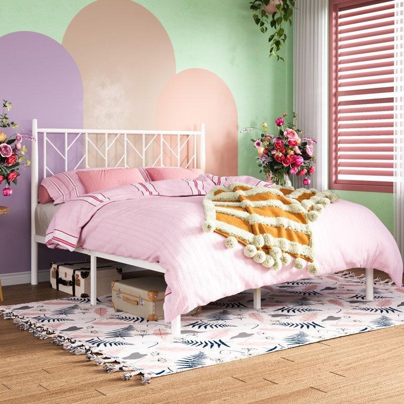 Gold Metal Chevron Desenli Yatak Başlıklı Karyola - 160 cm - 144963