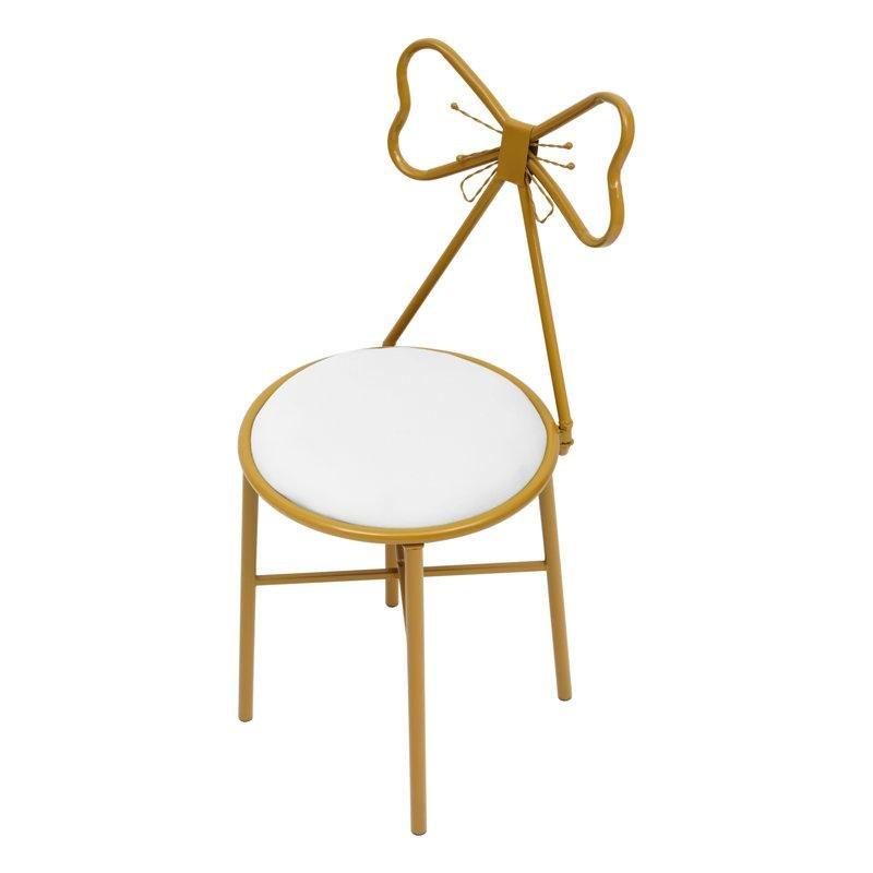 Gold Metal Kelebek Sırtlı Kadife Döşemeli Makyaj Sandalyesi - 146853